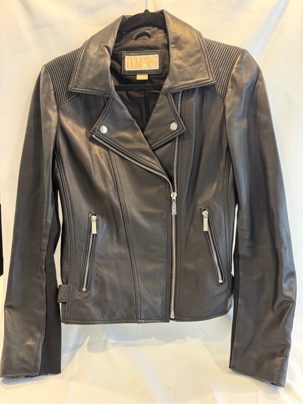MICHAEL Michael Kors – Asymmetric Zip Moto Leather Jacket M